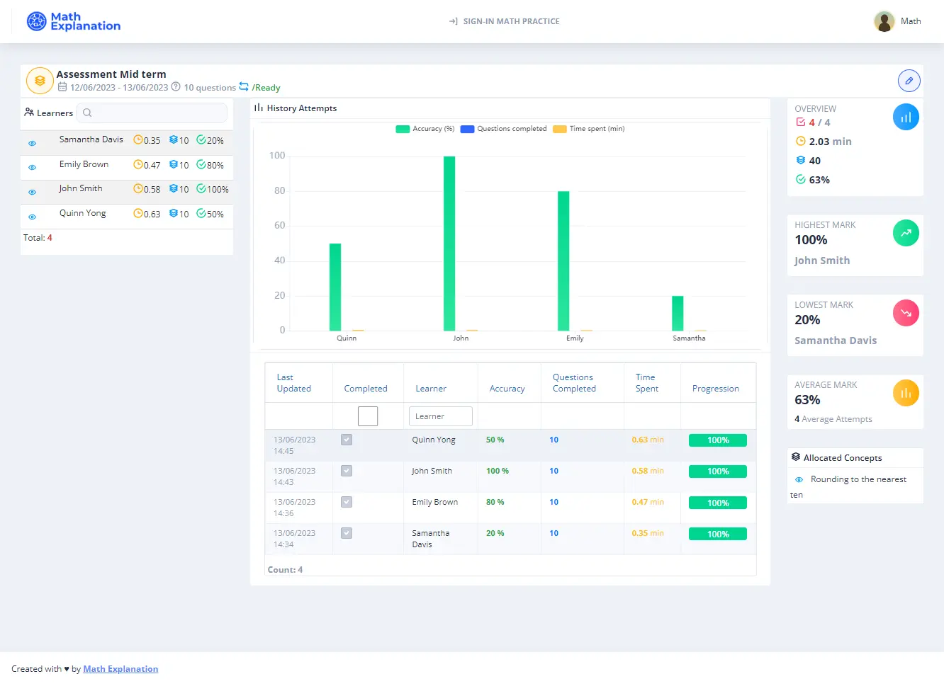 Math Explanation - exercise detail